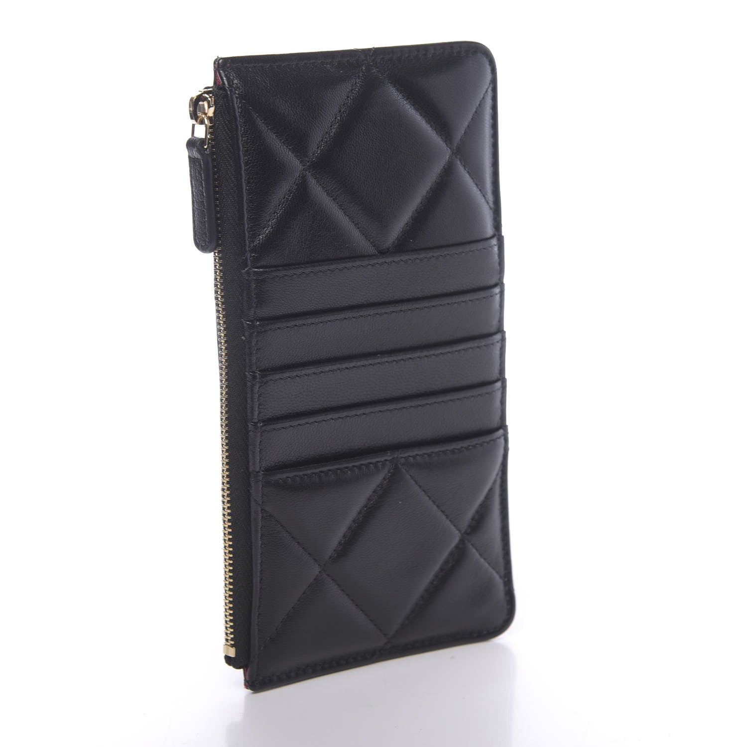 Chanel Goatskin Quilted 19 Flat Wallet Pouch Black 3 of 8