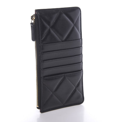 Chanel Goatskin Quilted 19 Flat Wallet Pouch Black 3 of 8
