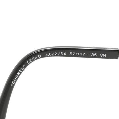 Chanel Acetate Metal Calfskin Square Chain Sunglasses 5210-Q Black Gray 5 of 8