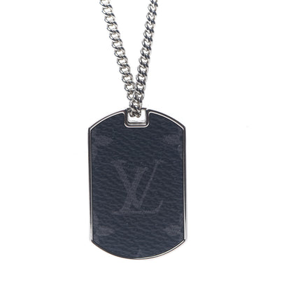 Louis Vuitton Monogram Eclipse Plate Necklace 3 of 9