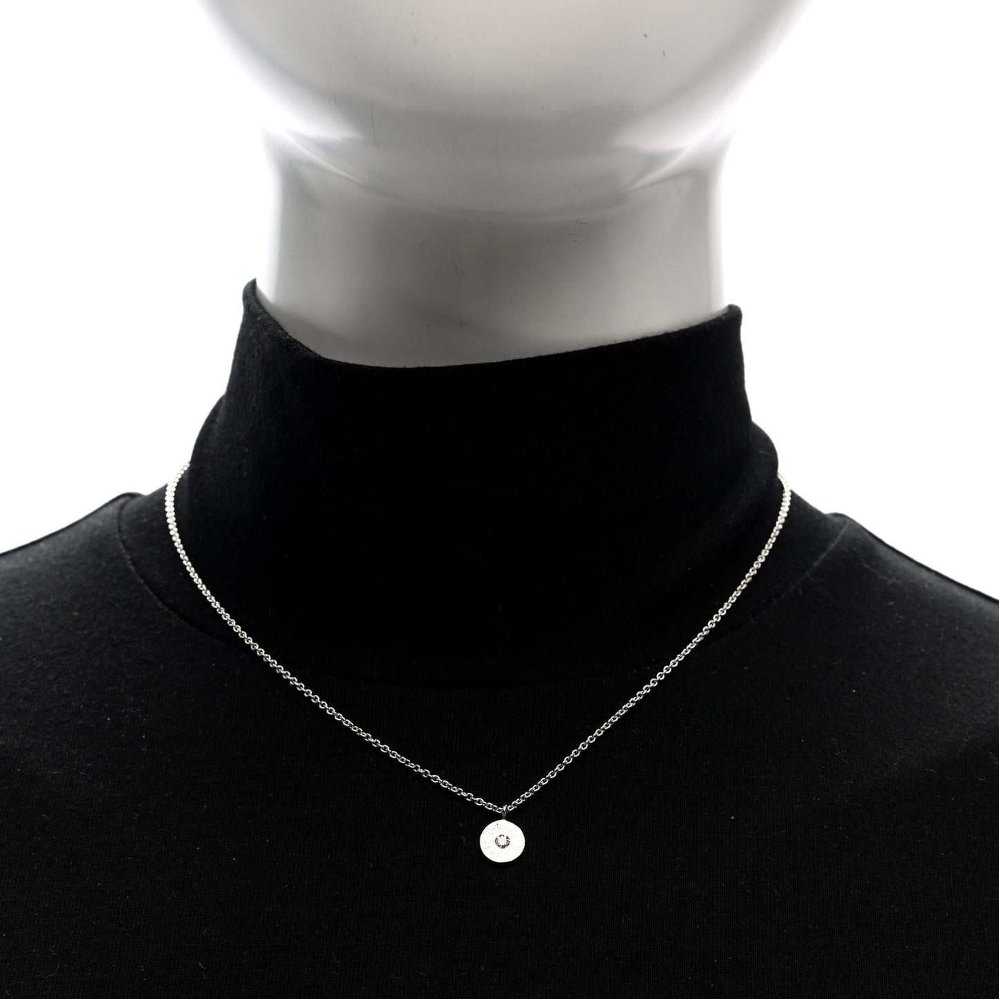 18K White Gold Diamond 1837 Circle Pendant Necklace
