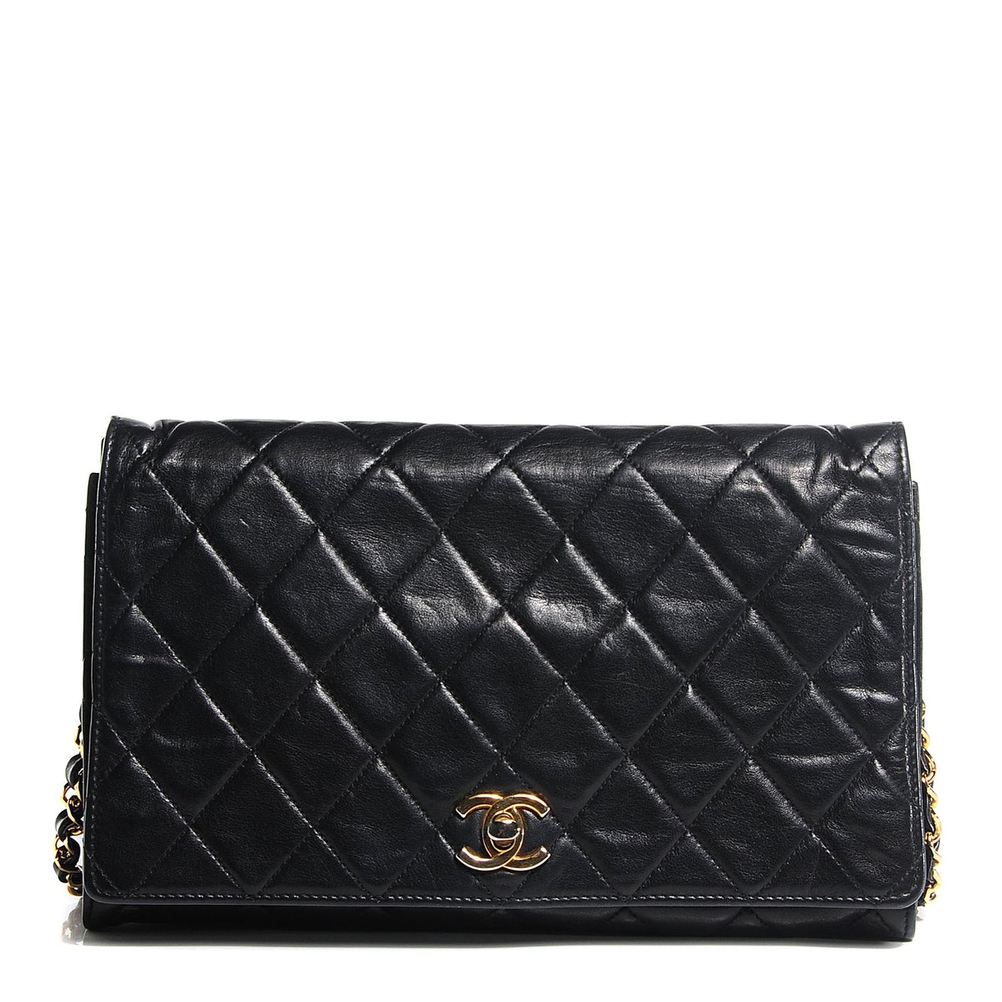 Lambskin Quilted Medium Single Flap Black