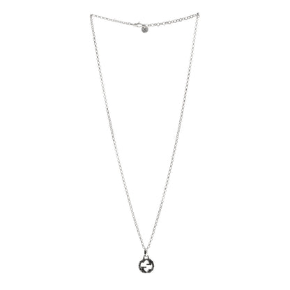 Gucci Sterling Silver Small Textured Interlocking G Pendant Necklace 3 of 4