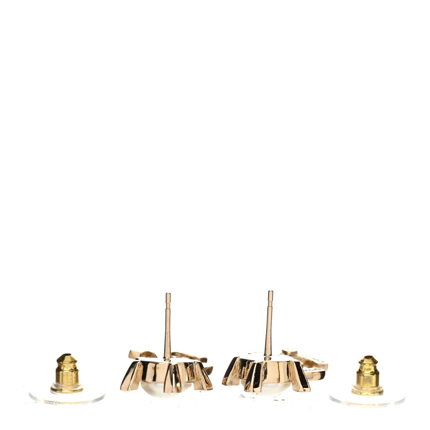 Crystal Pearl CC Drop Earrings Gold