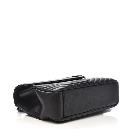 Saint Laurent Sheepskin Matelasse Chevron Monogram Large College Satchel Black 4 of 10