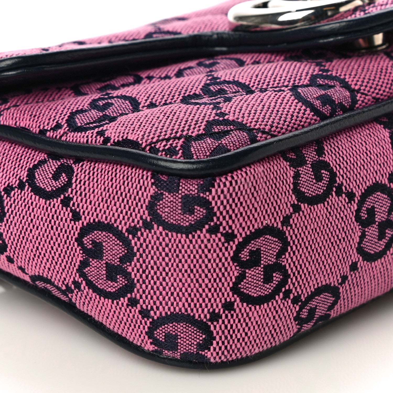 Gucci Monogram Multicolor Matelasse Diagonal Super Mini GG Marmont Shoulder Bag Pink Blue 9 of 11