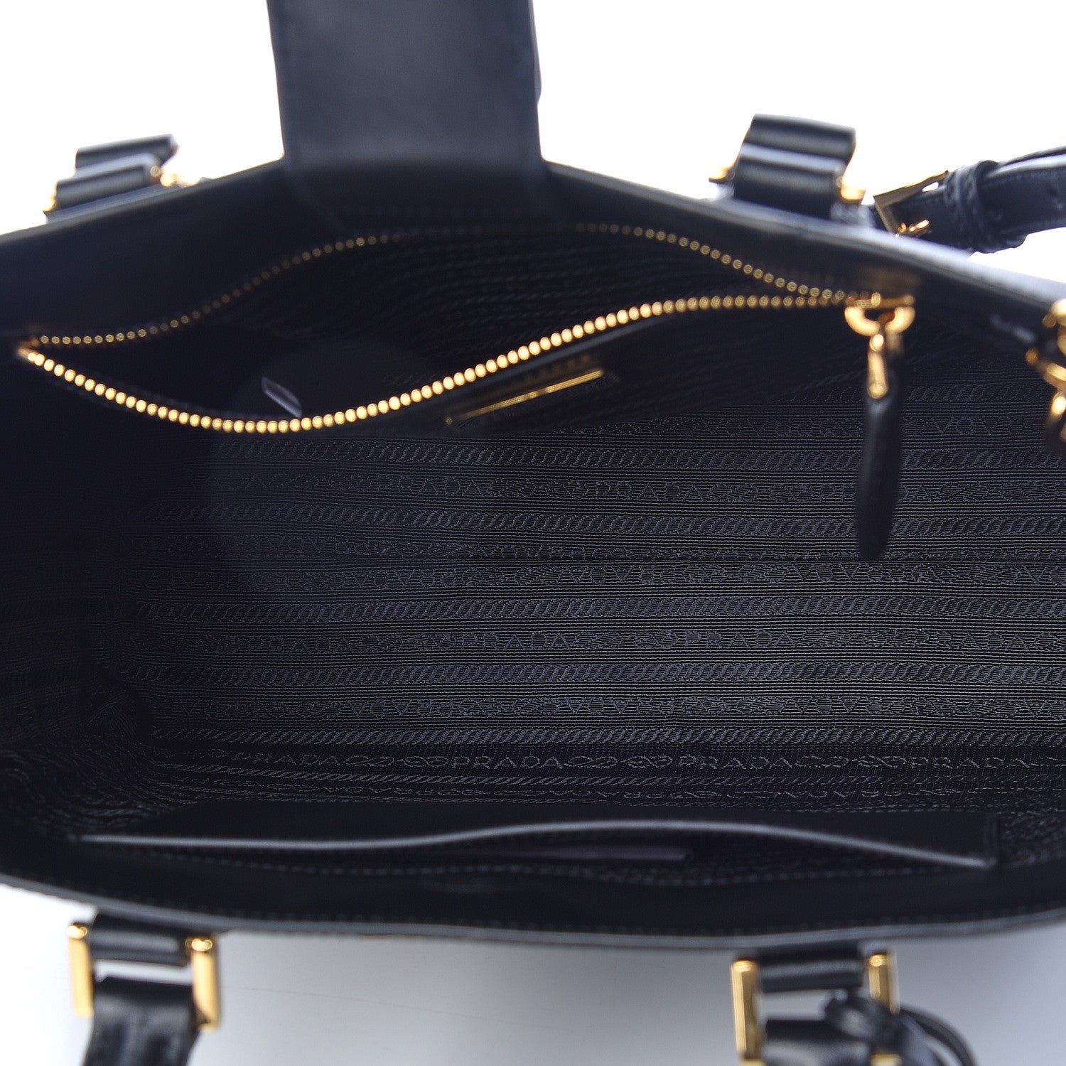 Prada Saffiano Soft Calfskin Zippered Tote Black 8 of 13