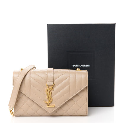 Saint Laurent Grain De Poudre Textured Mixed Matelasse Triquilt Small Monogram Satchel Dark Beige 11 of 11