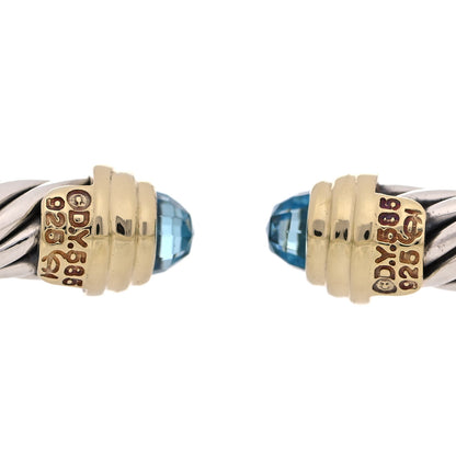 David Yurman Sterling Silver 14K Yellow Gold Blue Topaz 5mm Cable Classics Petite Color Bracelet 4 of 4