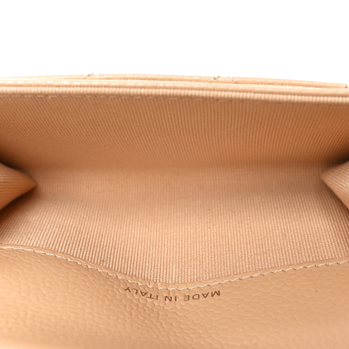 Caviar Quilted Flap Card Holder Wallet Beige