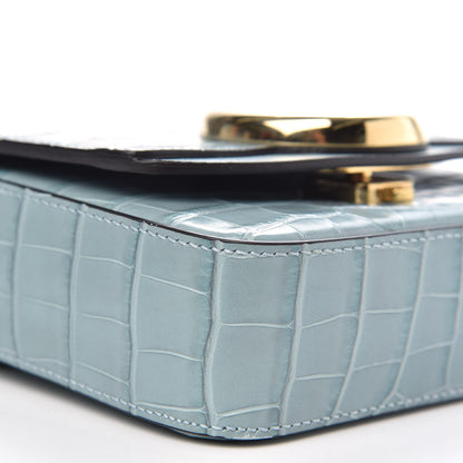 Chloe Calfskin Crocodile Embossed Mini C Double Carry Faded Blue 8 of 9