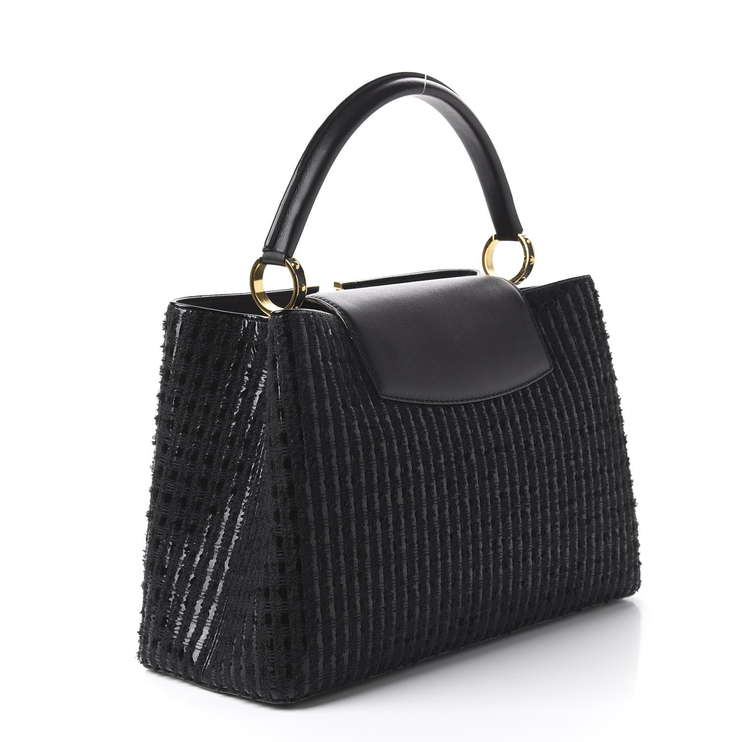Louis Vuitton Tweed Calfskin Capucines MM Black 2 of 10
