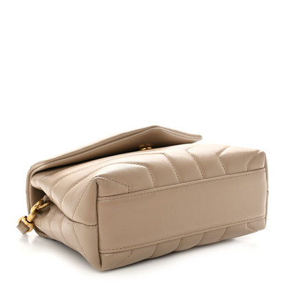 Saint Laurent Calfskin Y Quilted Monogram Toy Loulou Crossbody Bag Dark Beige 4 of 10