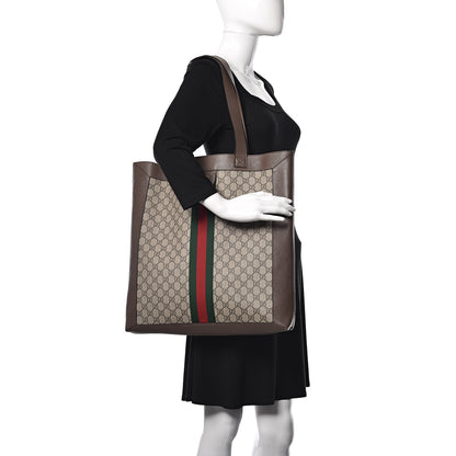 Gucci GG Supreme Monogram Web Large Ophidia Vertical Shopping Tote Brown 3 of 14
