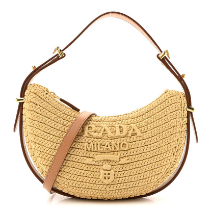 Prada Yarn Raffia Effect Crochet Arque Shoulder Bag Natural 1 of 9