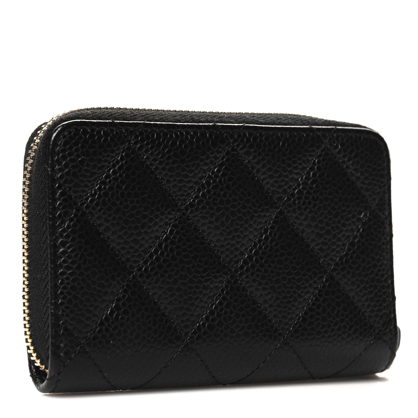 Caviar Quilted Zip Coin Purse Black