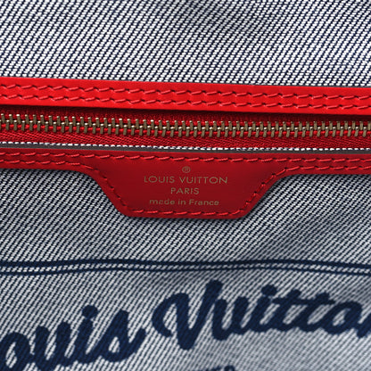 Louis Vuitton Denim Damier Monogram Patchwork Neverfull Blue Rouge 7 of 10