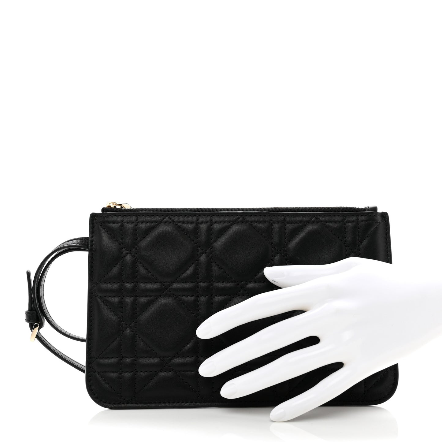Calfskin Macrocannage Toujours Pouch Black