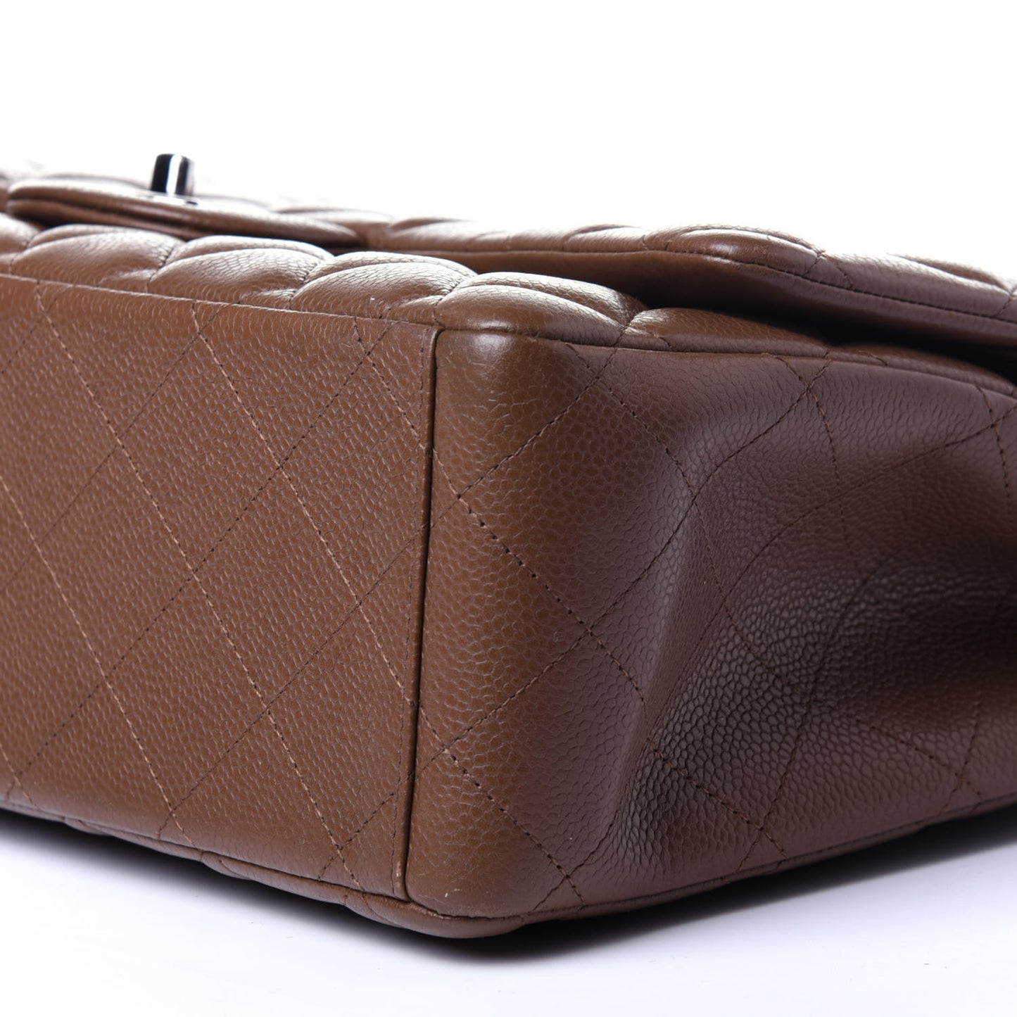 Caviar Quilted Maxi Double Flap Brown