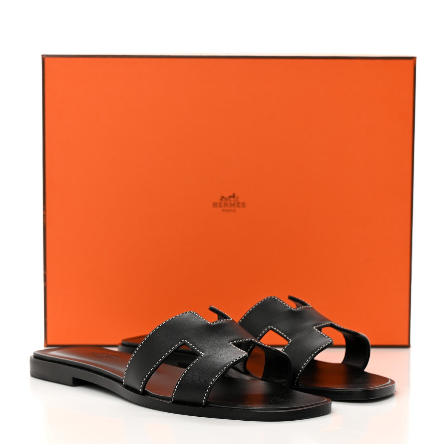 Box Calfskin Oran Sandals 35.5 Black