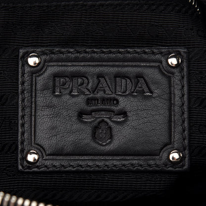 Prada Soft Calfskin Pleated Hobo Black 6 of 9