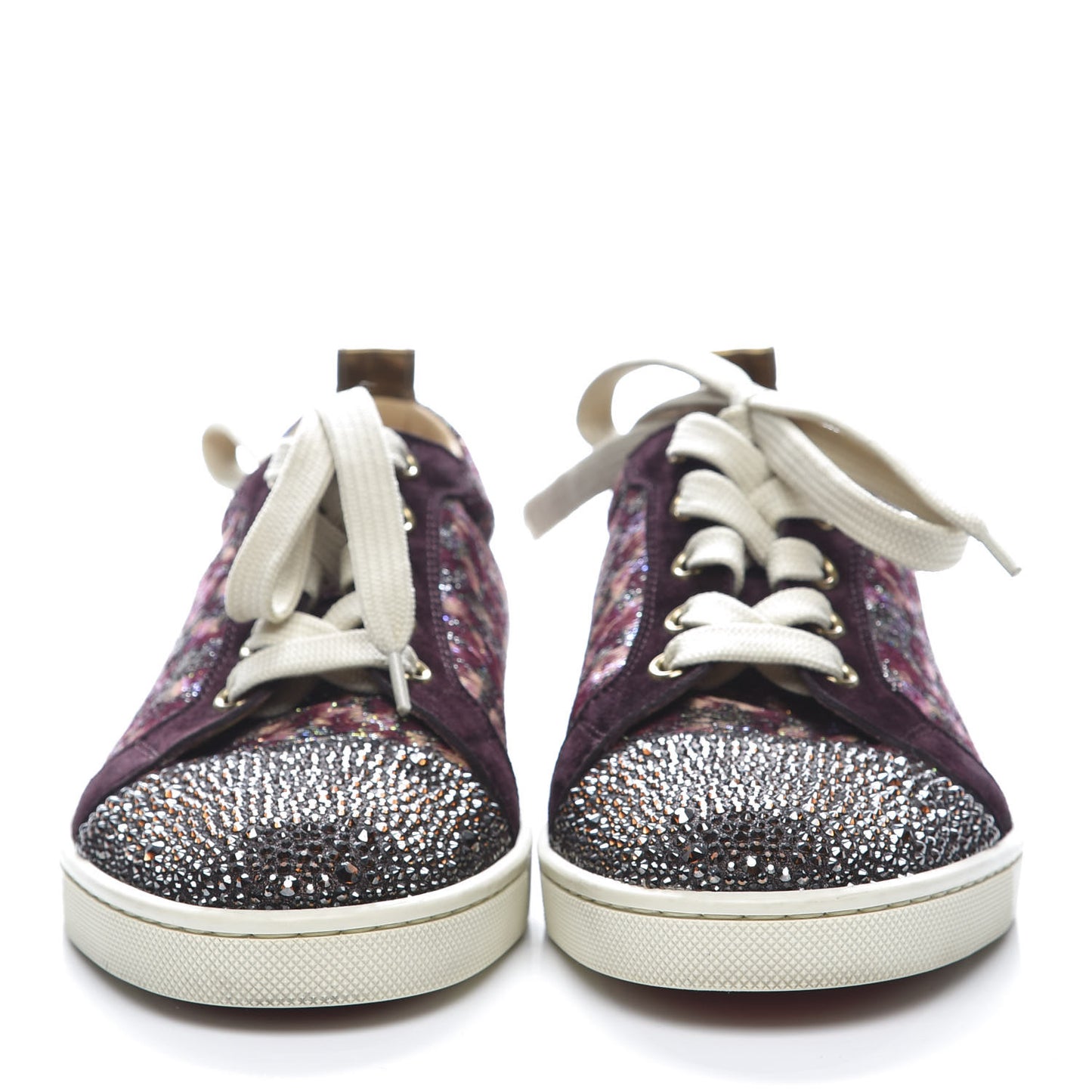 Crystal Metallic Suede Peacock Woven Lurex Gondolastrass Sneakers 36.5 Burgundy