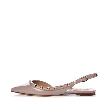 Valentino Garavani Patent Rockstud Slingback Flats 38 Poudre 1 of 9