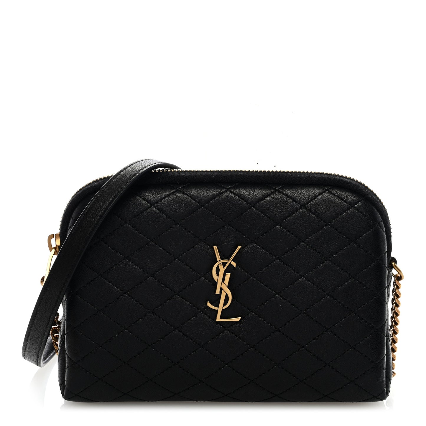 Lambskin Quilted Gaby Zipped Pouch Black