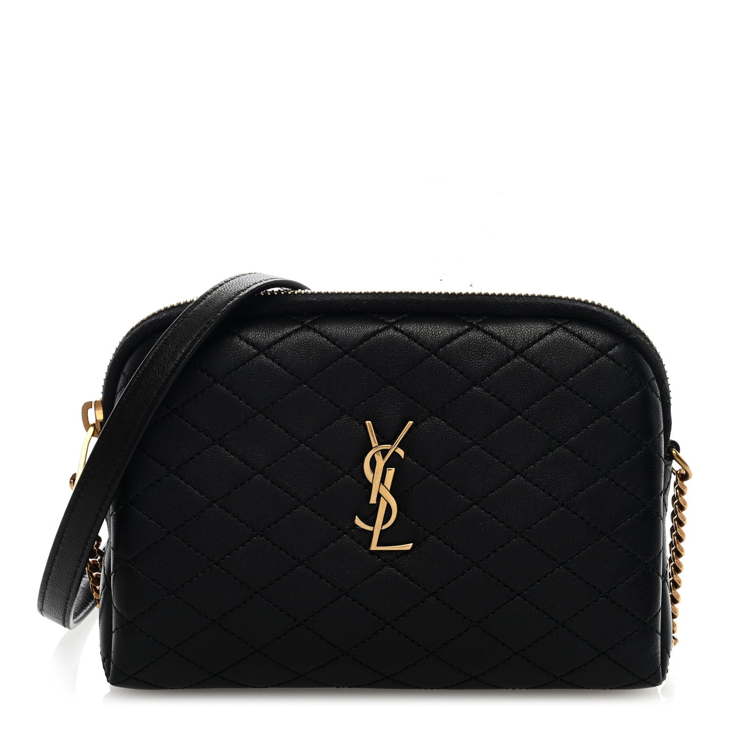 Saint Laurent Lambskin Quilted Gaby Zipped Pouch Black 1 of 8