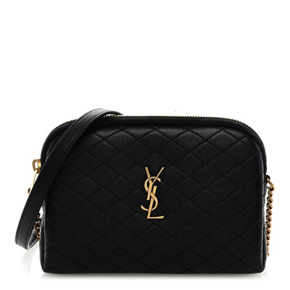 Saint Laurent Lambskin Quilted Gaby Zipped Pouch Black 1 of 8