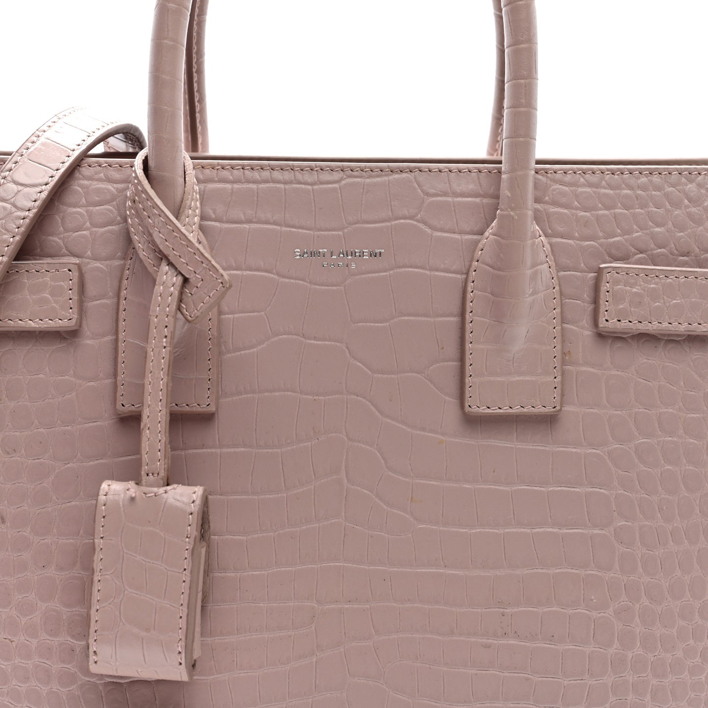 Calfskin Crocodile Embossed Baby Sac De Jour Rose Antic
