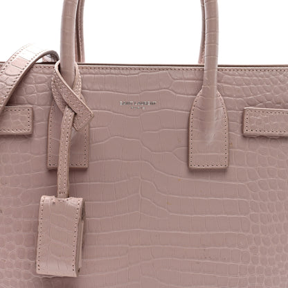 Saint Laurent Calfskin Crocodile Embossed Baby Sac De Jour Rose Antic 7 of 9