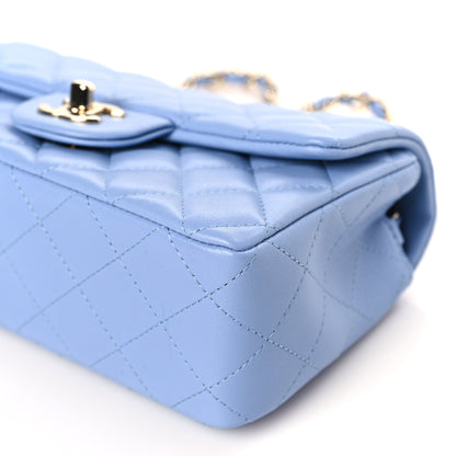 Chanel Lambskin Quilted Mini Rectangular Flap Light Blue 9 of 10