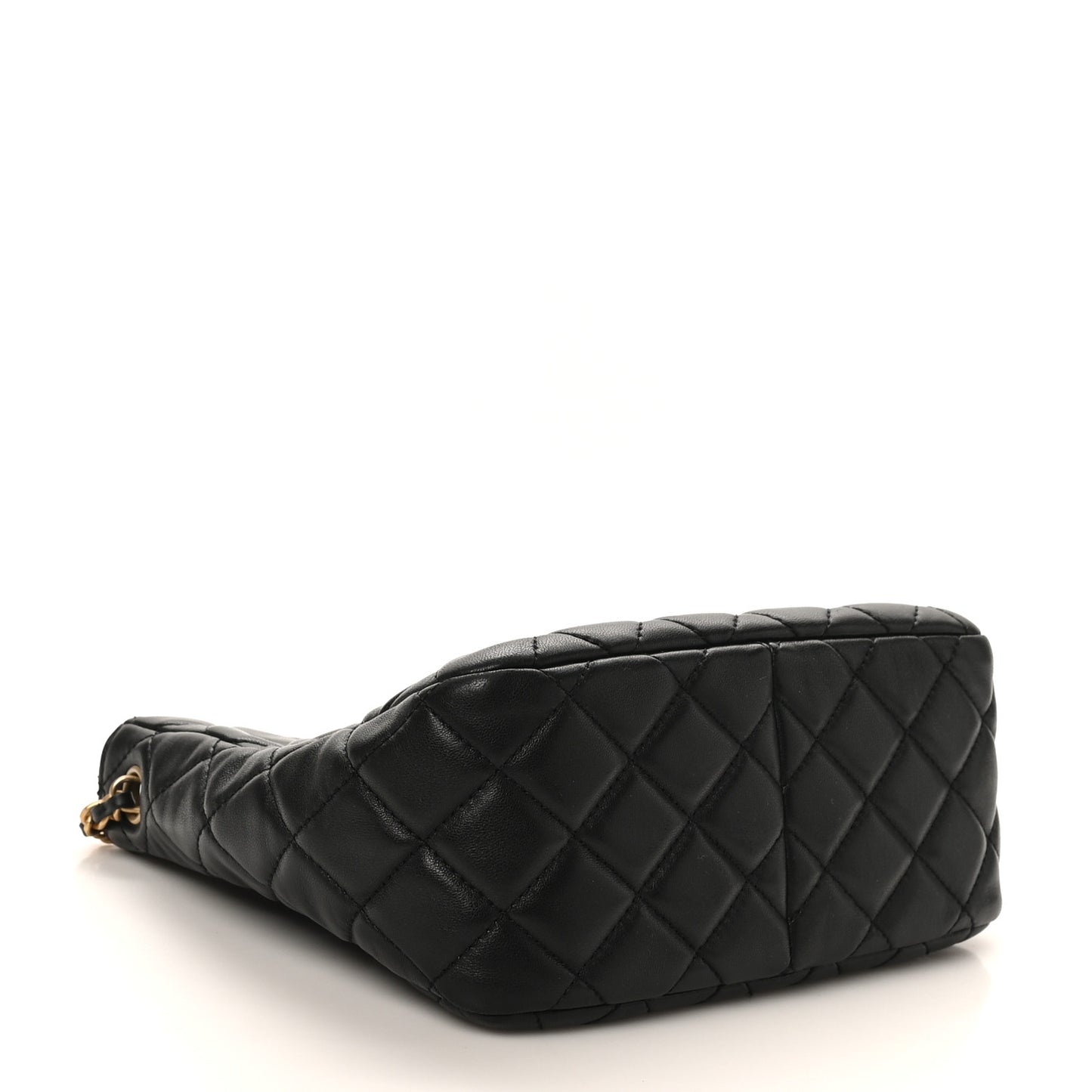 Lambskin Quilted Small Pearl Crush Hobo Black