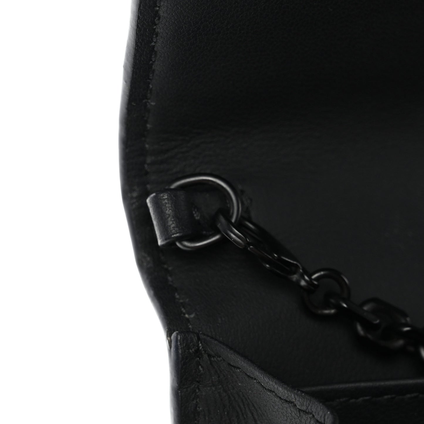 Ultra Matte Calfskin Saddle Chain Wallet Pouch Black