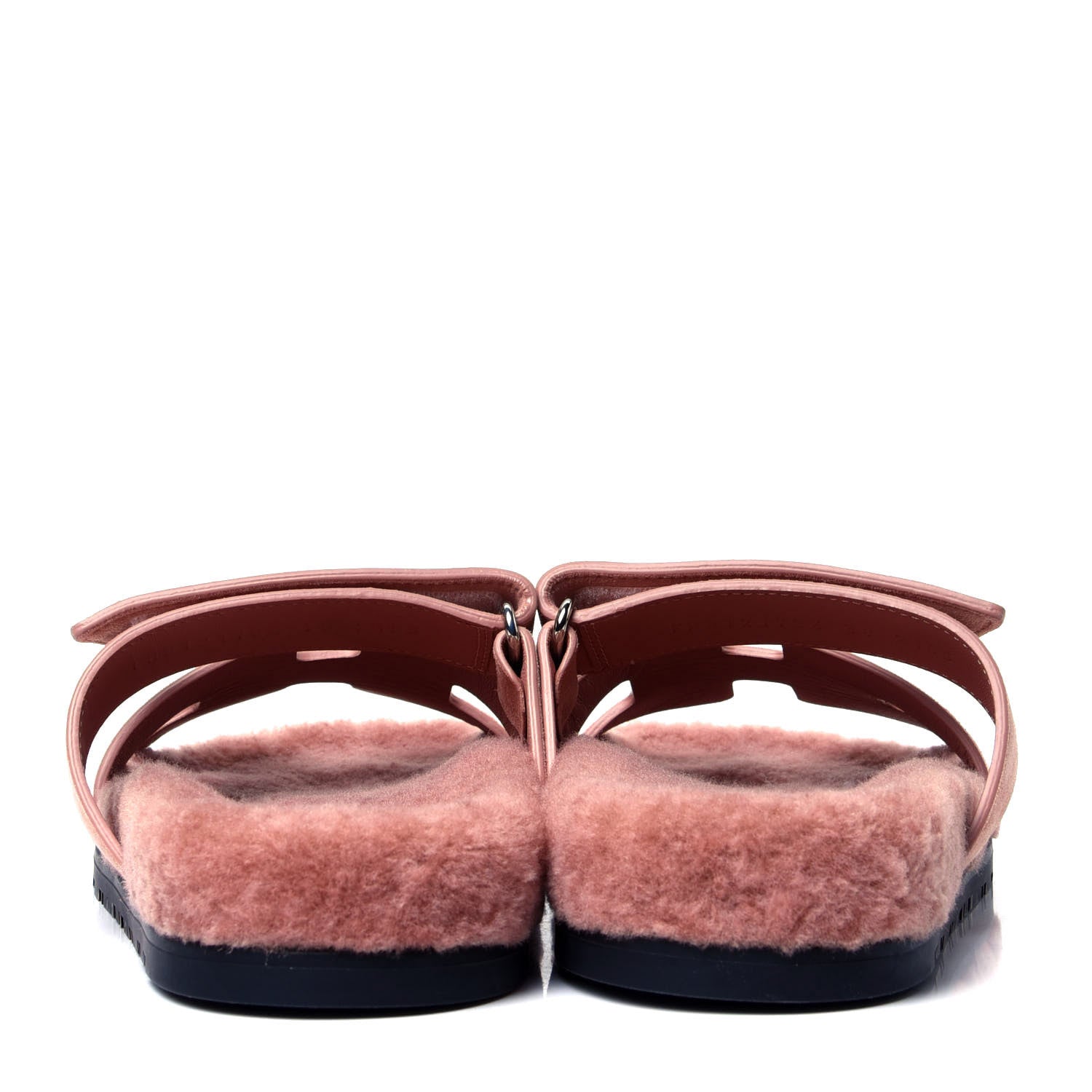 Hermes Suede Goatskin Woolskin Womens Chypre Sandals 38 Rose Aube 3 of 5
