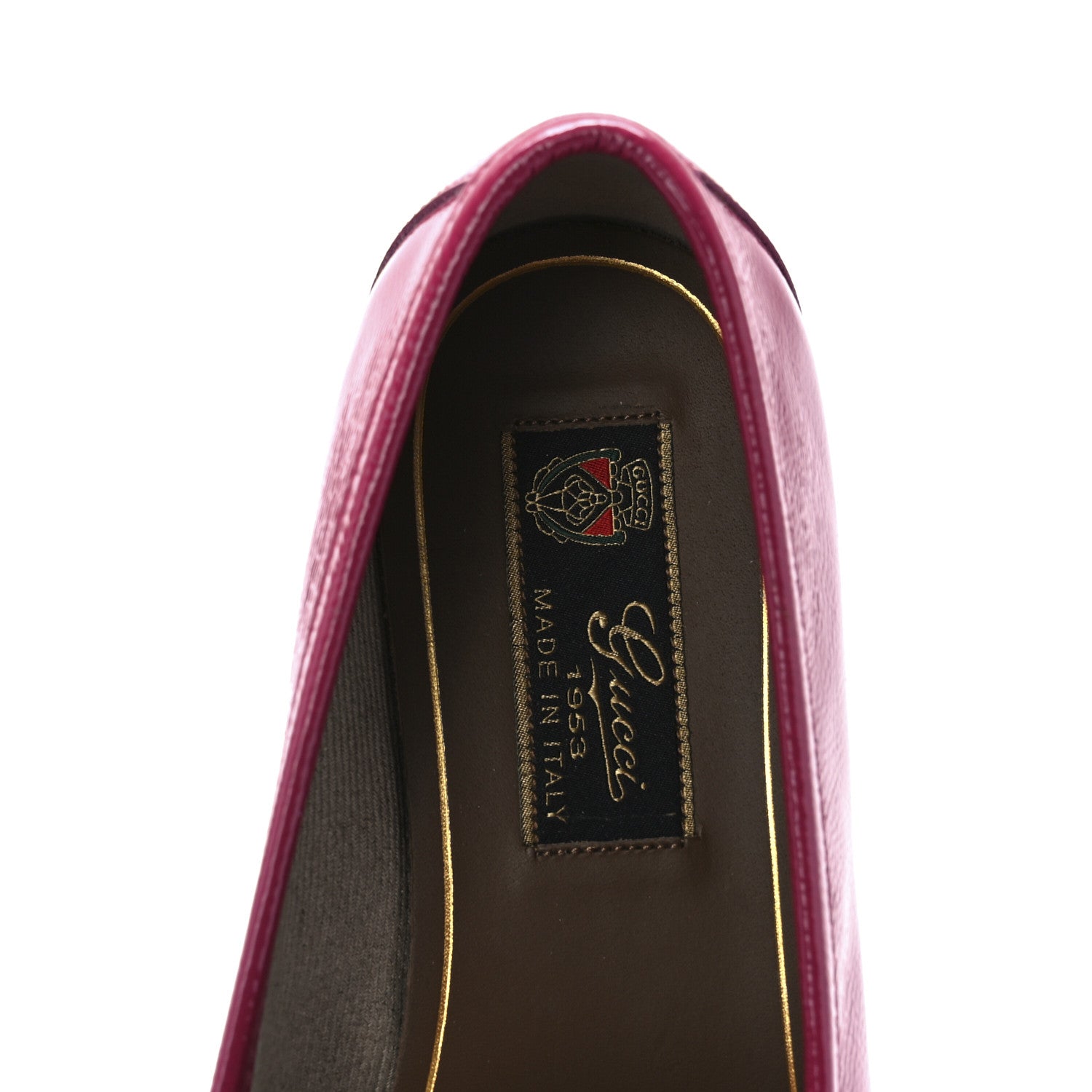 Gucci Vernice Naplack Womens 1953 Horsebit Loafers 37 Shocking Pink 7 of 7
