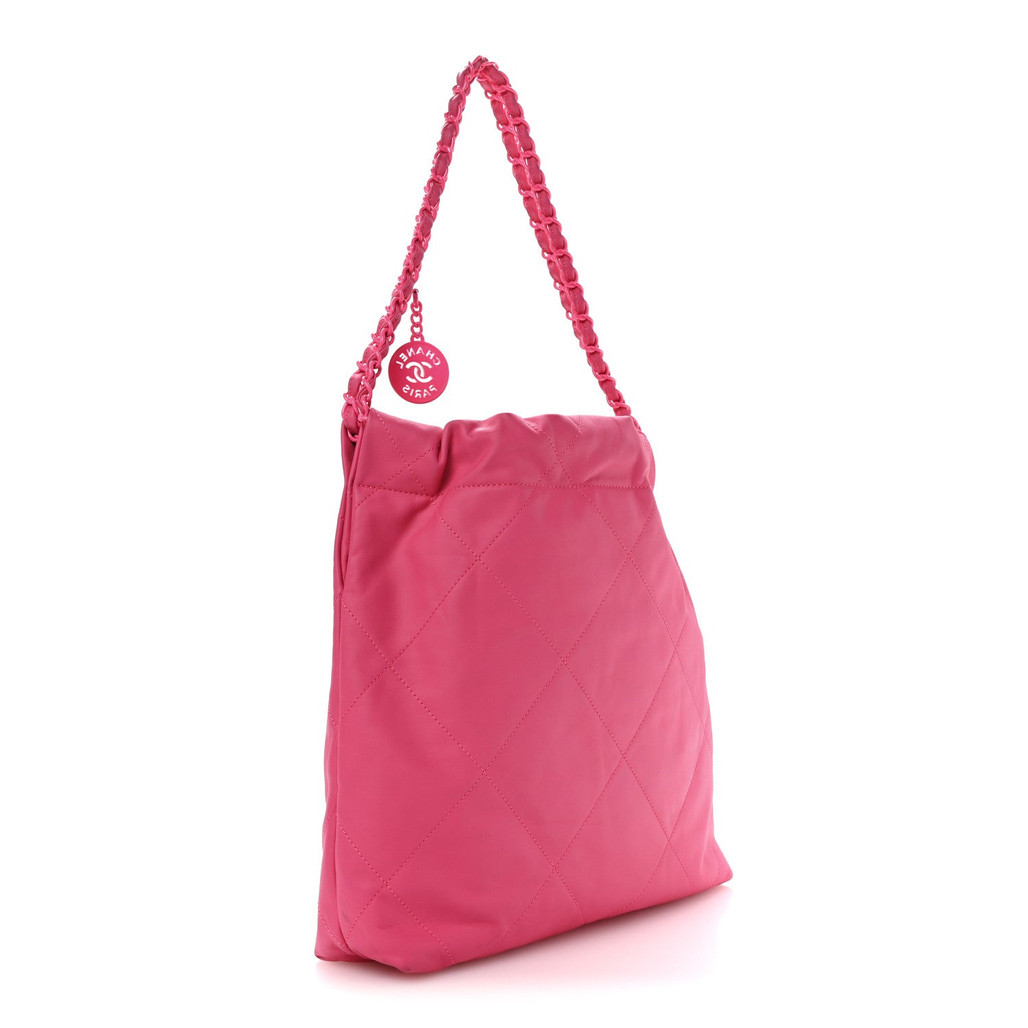 Chanel Matte Calfskin Quilted Monochrome Small Chanel 22 Fuchsia 4 of 11