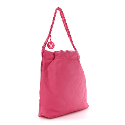 Chanel Matte Calfskin Quilted Monochrome Small Chanel 22 Fuchsia 4 of 11