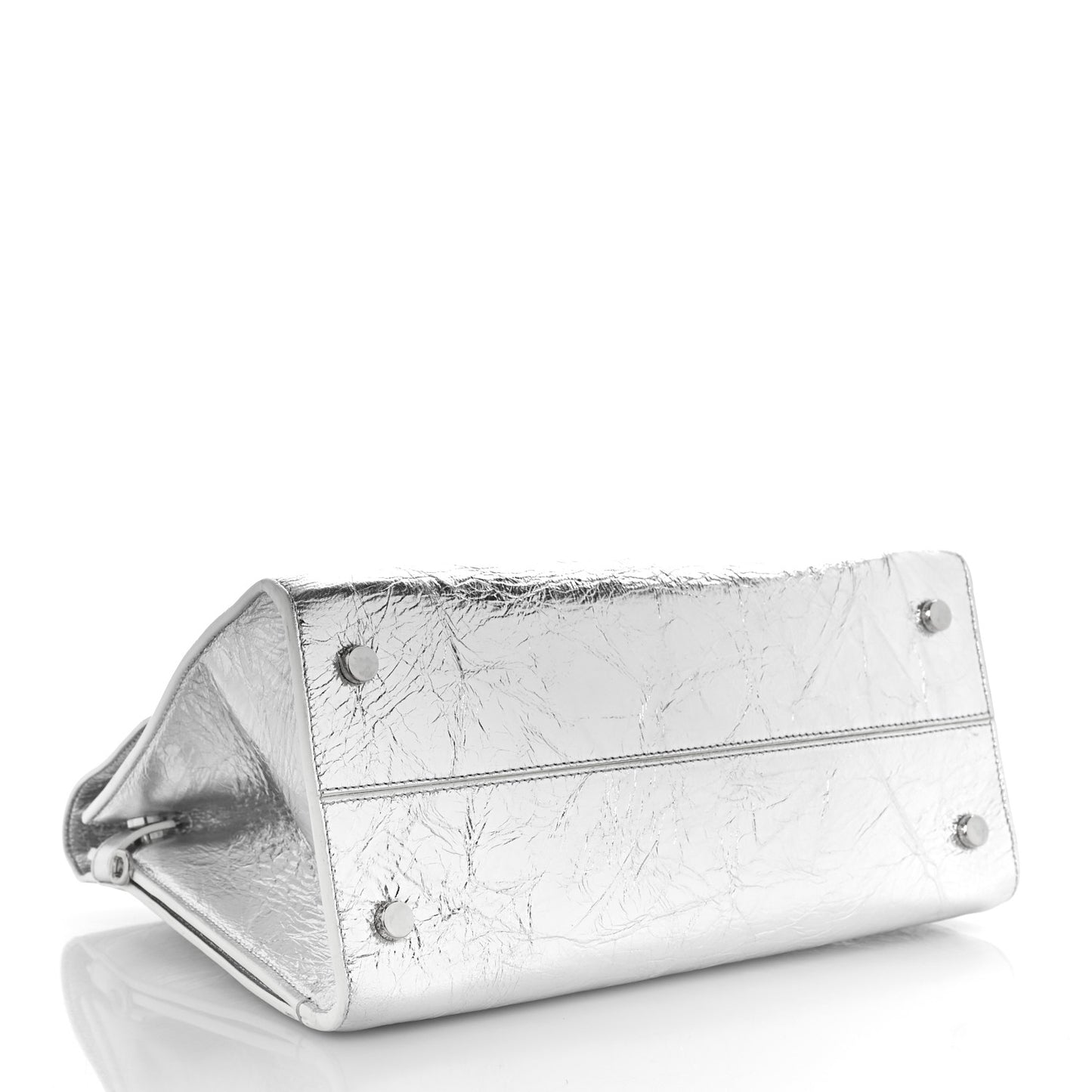 Metallic Calfskin Medium Diorever Flap Silver