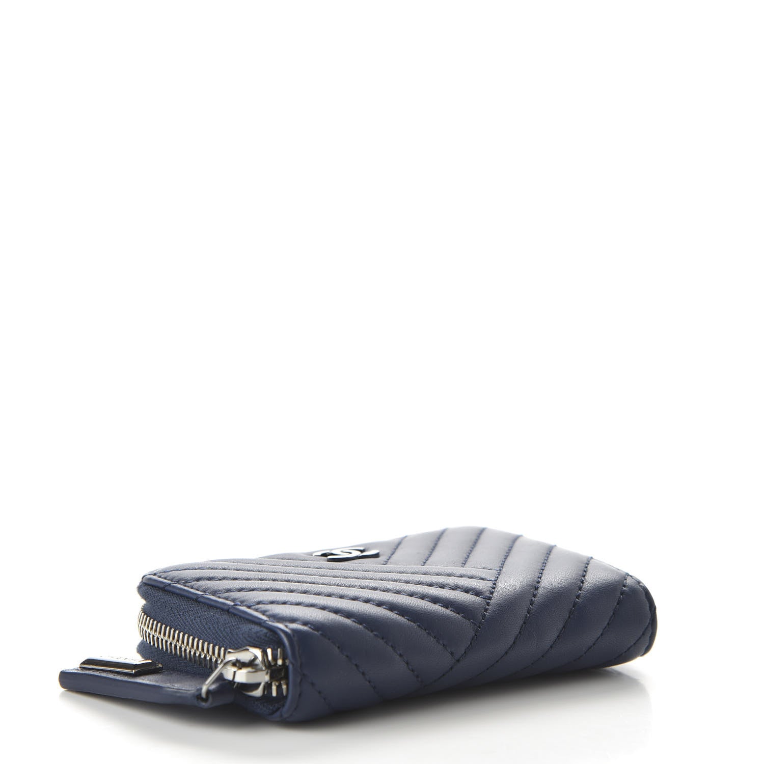 Chanel Lambskin Quilted CC Crossing Zip Around Coin Purse Navy 4 of 11
