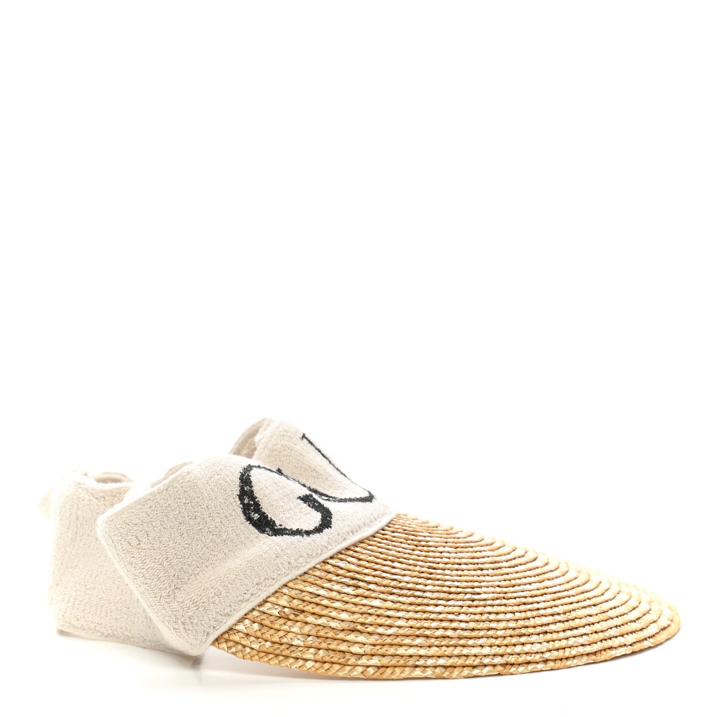 Raffia Logo Visor L Ivory Black