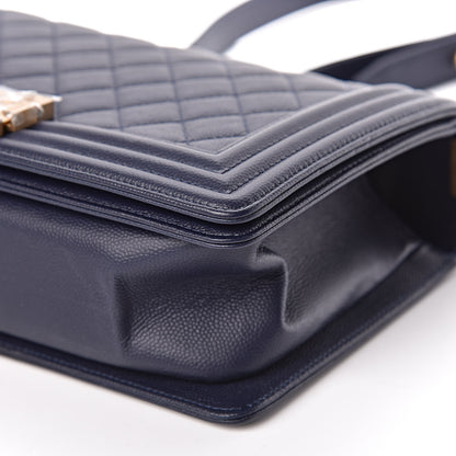 Chanel Caviar Quilted Medium Boy Flap Navy 9 of 11
