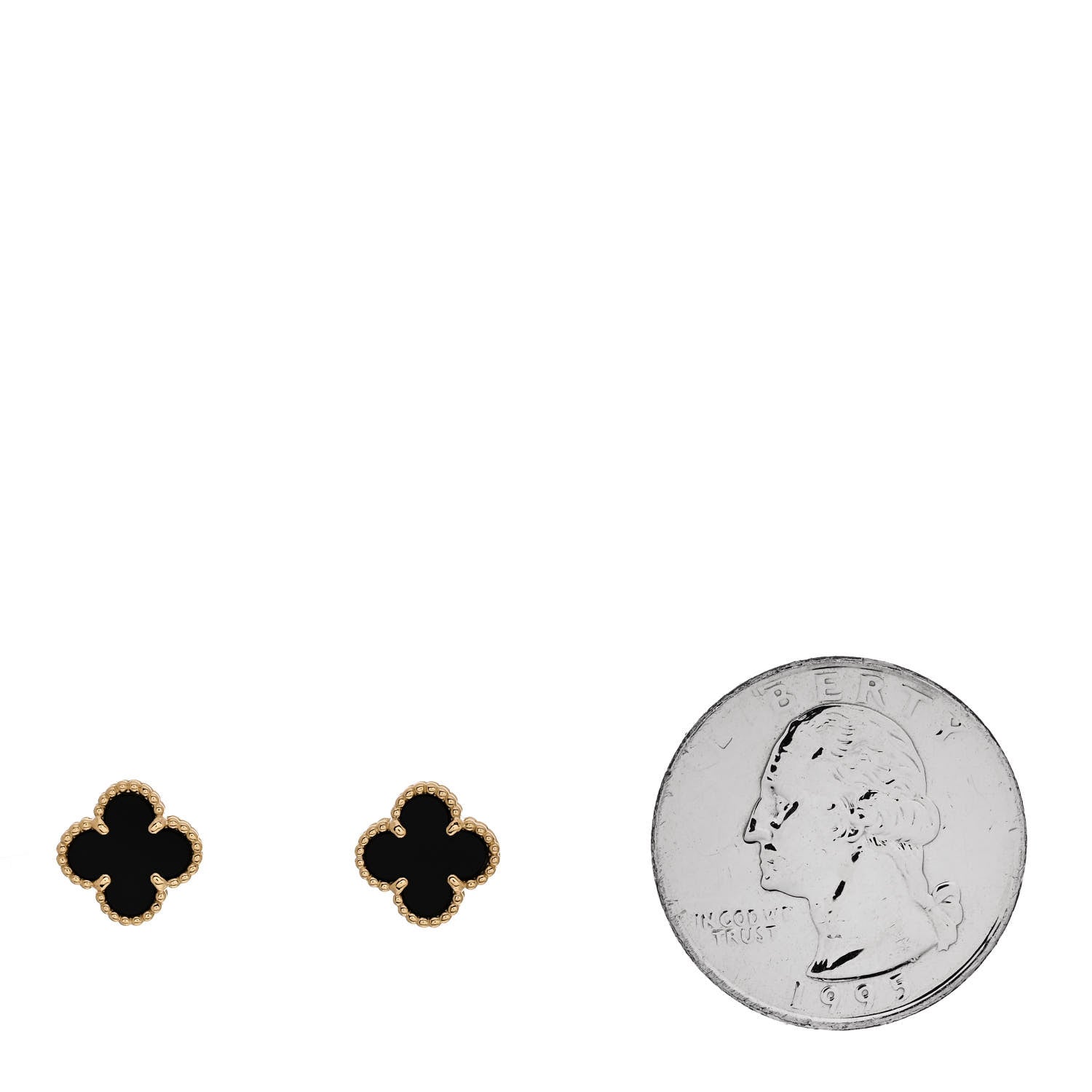 Van Cleef & Arpels 18K Yellow Gold Black Onyx Sweet Alhambra Earrings 2 of 5