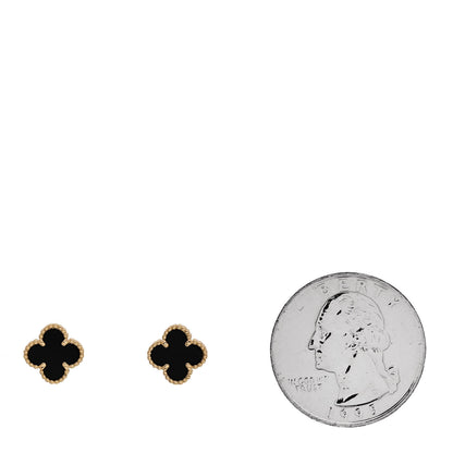 Van Cleef & Arpels 18K Yellow Gold Black Onyx Sweet Alhambra Earrings 2 of 5