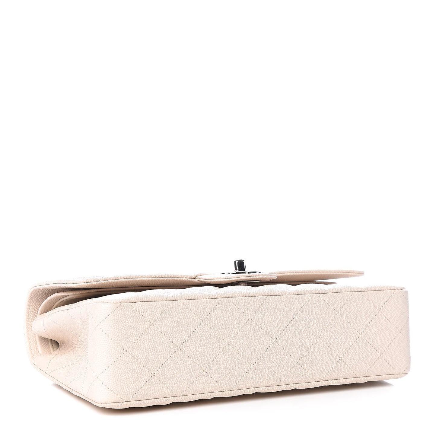 Caviar Quilted Medium Double Flap Light Beige