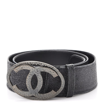 Chanel Metallic Crackled Calfskin CC Belt 95 38 Black 1 of 9