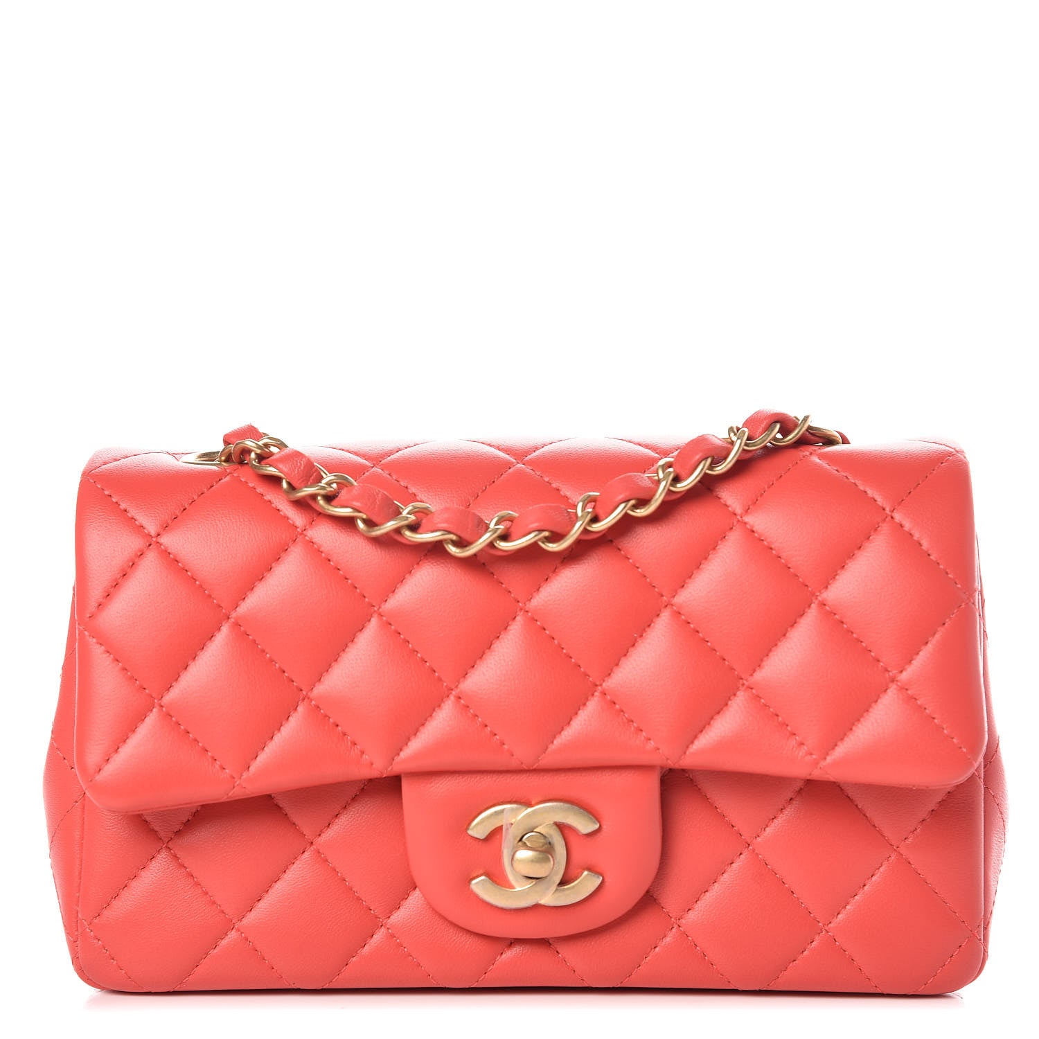 Chanel Lambskin Quilted Mini Rectangular Flap Red 1 of 10