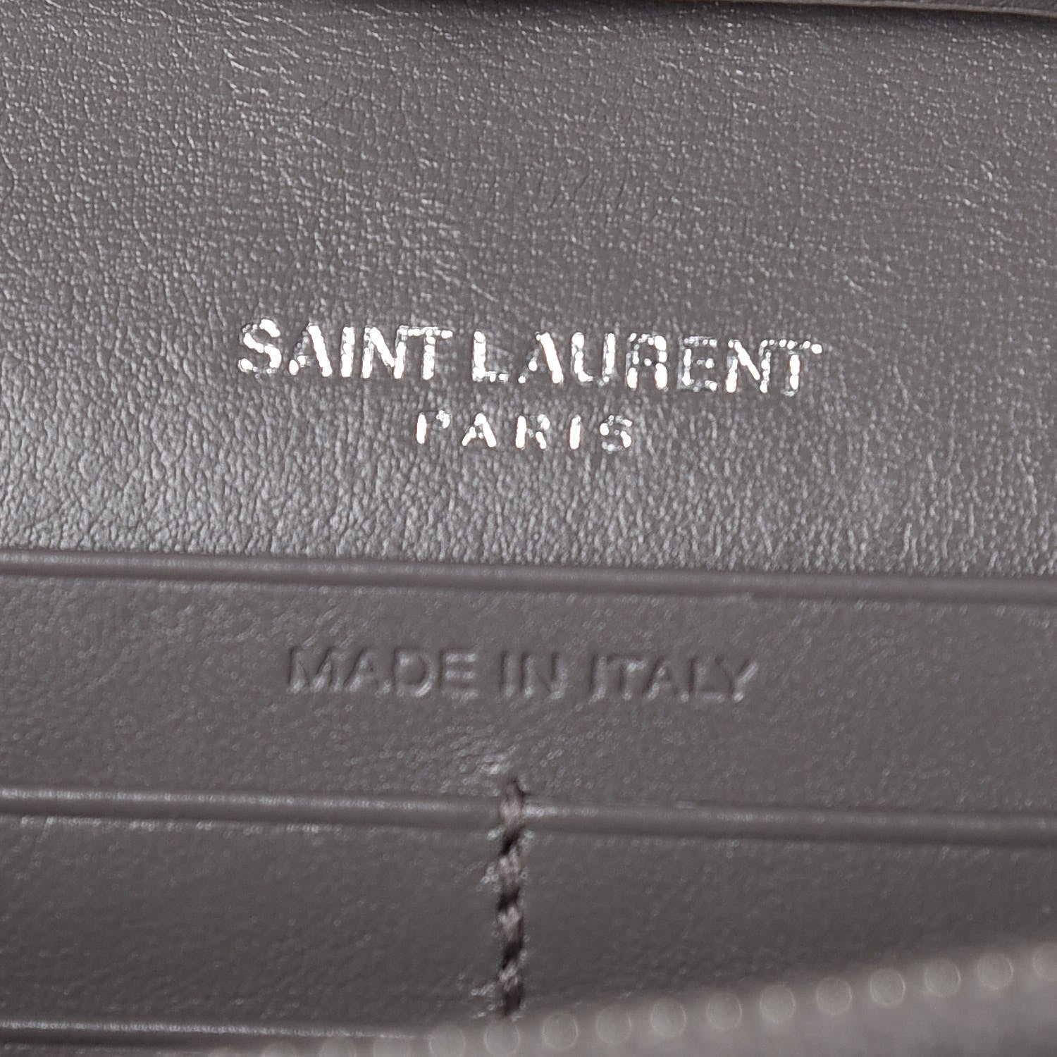 Saint Laurent Calfskin Crocodile Embossed Monogram Chain Wallet Fog 8 of 8