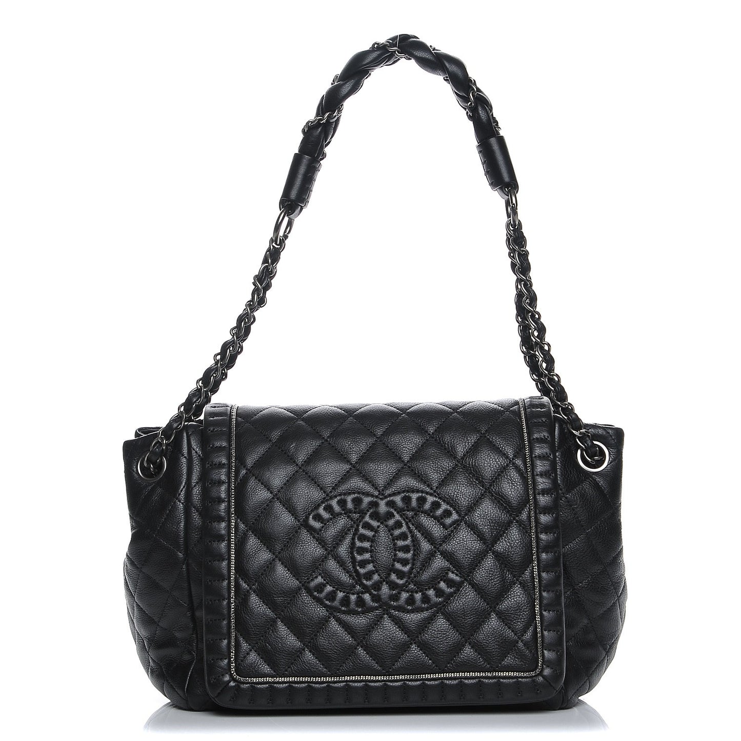 Calfskin Quilted Istanbul Accordion Flap Black